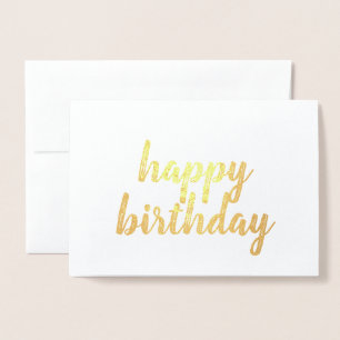 Carte Dorée Joyeux anniversaire simple calligraphie Gold Foil 