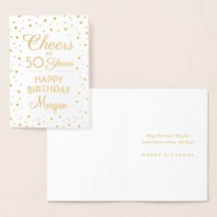 Carte Dorée Joyeux Anniversaire Toute Élégance Confettis Blanc