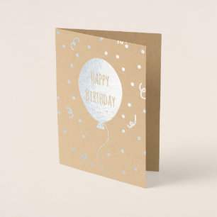 Carte Dorée Joyeux Ballons d'anniversaire & Confetti