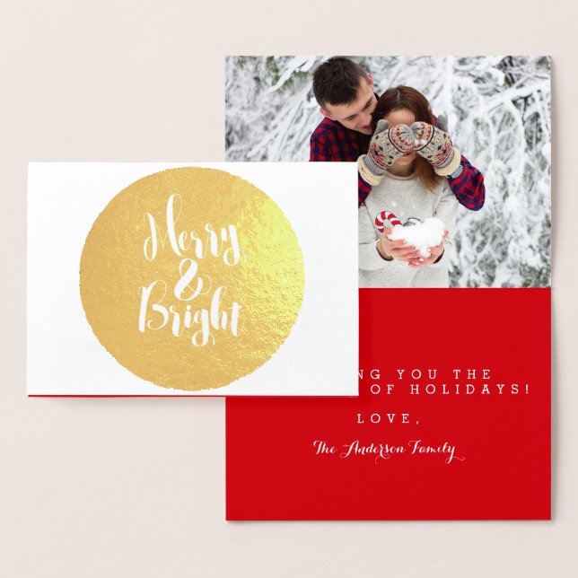 Carte Dorée Joyeux & Bright Classic Snowflakes Thème photo (Affichage)