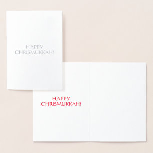 Carte Dorée Joyeux Chrismukkah rouge int. lettres - argent / o