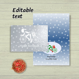 Carte Dorée Joyeux cycliste de Noël hollandais Foil Card