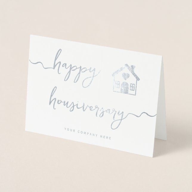 Carte Dorée Joyeux Housiversaire écriture feuille d'argent (Devant)