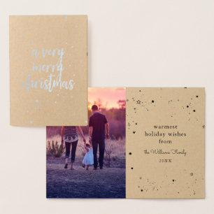 Carte Dorée Joyeux Noël Argent Star Sprinkl