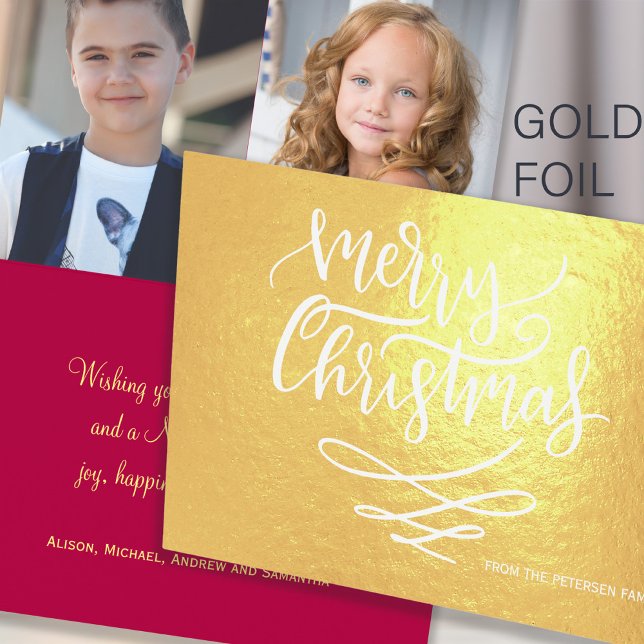 Carte Dorée Joyeux Noël chic script de calligraphie moderne (Créateur téléchargé)