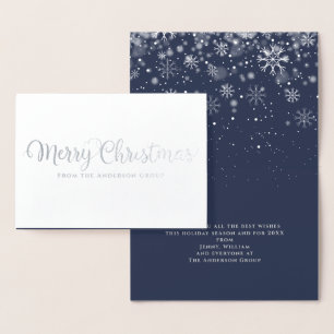 Carte Dorée Joyeux Noël Corporate Holiday Argent Papier d'Etai