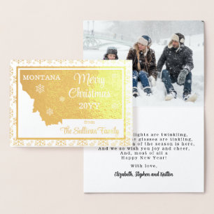 Carte Dorée Joyeux Noël de l'état du Montana Photo