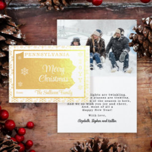 Carte Dorée Joyeux Noël de Pennsylvania State   Photo