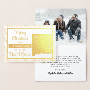 Carte Dorée Joyeux Noël depuis le Nouveau Mexique Photo de l'E