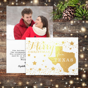 Carte Dorée Joyeux Noël du Texas State Outline Photo Foi