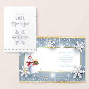 Carte Dorée Joyeux Noël et Bonne Année ! Neige XMAS 2026