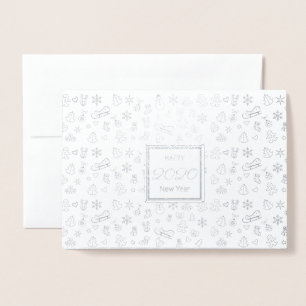 Carte Dorée Joyeux Noël et Bonne Année ! Neige XMAS 20XX