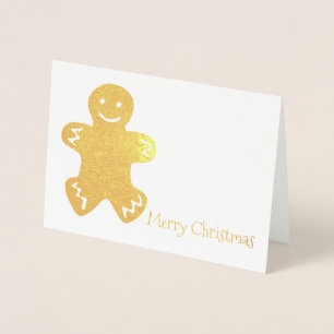 Carte Dorée Joyeux Noël Gingerbread Homme Cookie Holiday