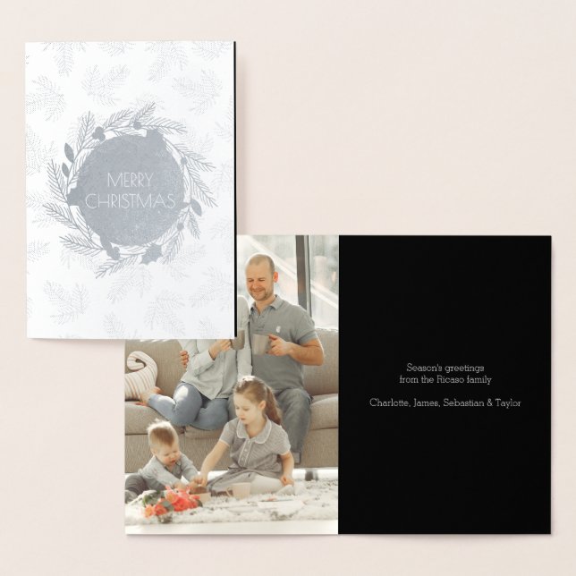 Carte Dorée Joyeux Noël Photo Wreath (Affichage)