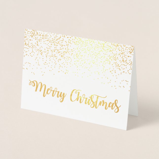 Carte Dorée Joyeux Noël Typographie Script Snowflakes (Devant)