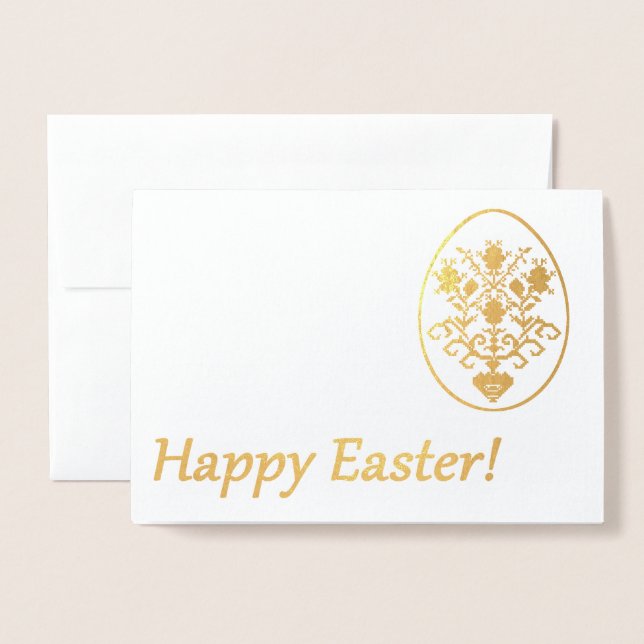 Carte Dorée Joyeux Pâques ! (Devant avec enveloppe)