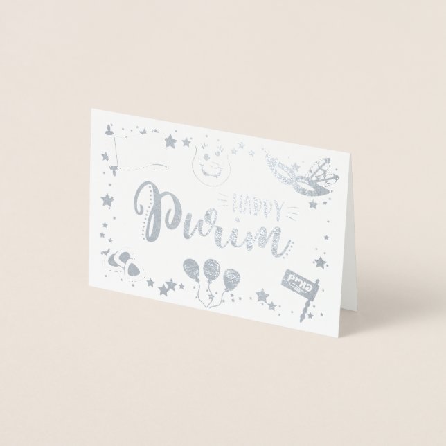 Carte Dorée Joyeux Purim (Devant)