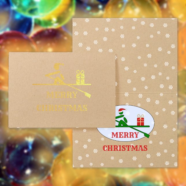 Carte Dorée Joyeux rosier de Noël texte personnalisé Foil Card (Créateur téléchargé)