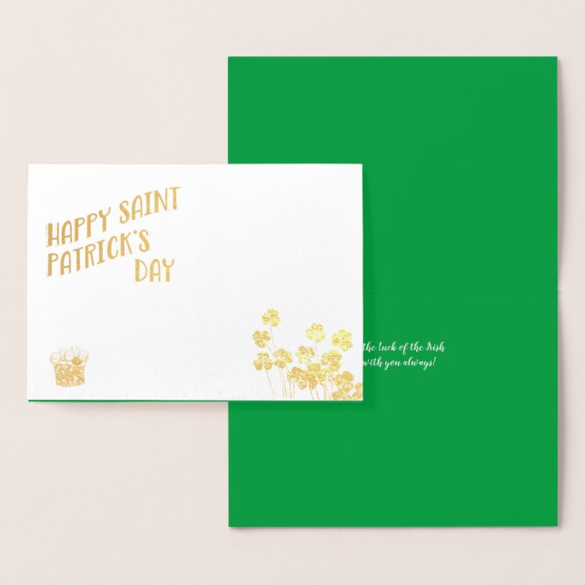 Carte Dorée Joyeux Saint Patrick's Day Gold et Green Custom (Affichage)