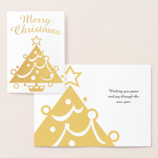 Carte Dorée Joyeux sapin de Noël d'or
