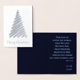 Carte Dorée Joyeux sapin de Noël Religieux