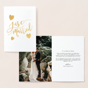 Carte Dorée Juste marié Typographie Mariage Photo