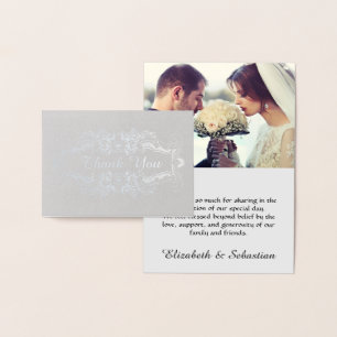 Carte Dorée Lacy SIlver Filigree Élégant Merci de mariage