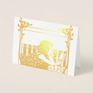Carte Dorée Lecteur Art Nouveau vintage