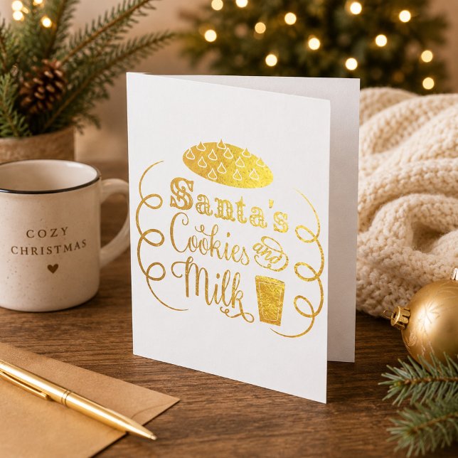 Carte Dorée Les biscuits et le lait de Santa, Noël Fantaisiste (Créateur téléchargé)