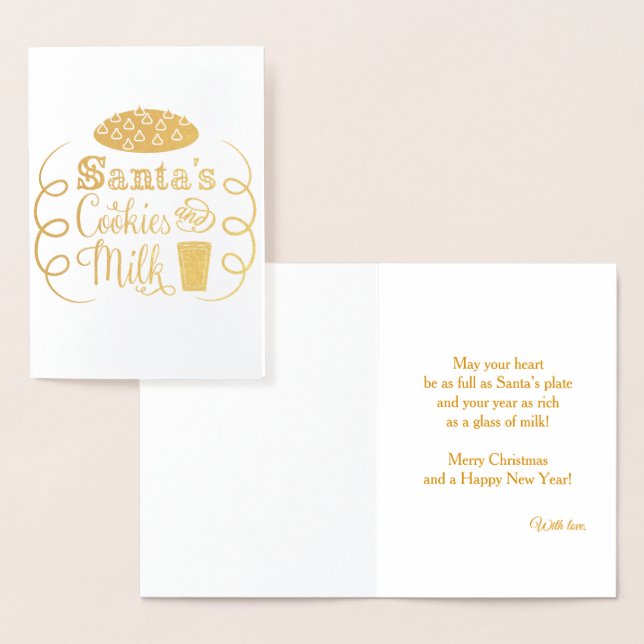 Carte Dorée Les cookies de père Noël et le lait Noël Whimsical (Affichage)