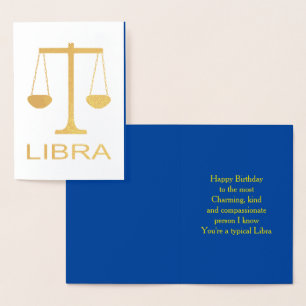 Carte Dorée Libra Golden Scales Star Sign Custom Anniversaire