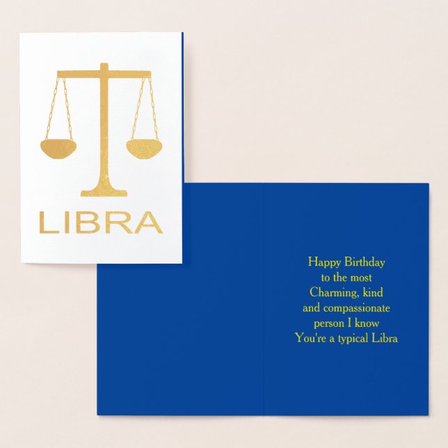 Carte Dorée Libra Golden Scales Star Sign Custom Anniversaire (Affichage)
