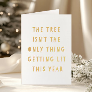 Carte Dorée Lit Gold Foil Funny Christmas Card