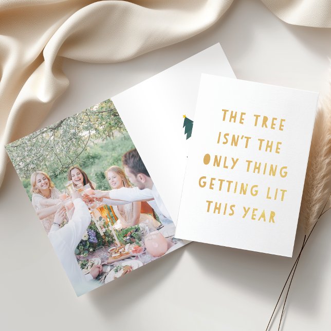 Carte Dorée Lit | Gold Foil Funny Christmas Photo Card (Créateur téléchargé)
