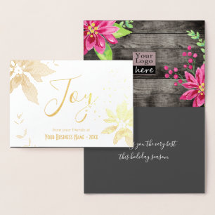 Carte Dorée Logo de l'entreprise de couronne de Noël Joy