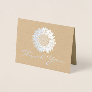 Carte Dorée Logo de l'entreprise Merci de tournesol argenté à