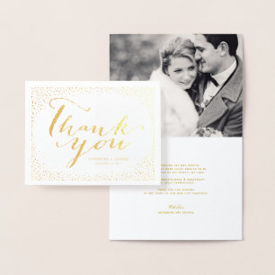 Carte Dorée Love & Merci Script Confetti Mariage Merci
