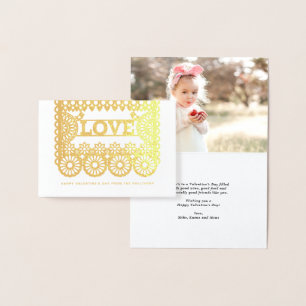 Carte Dorée Love Papel Picado Red Valentine's Day