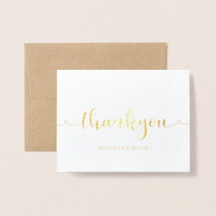 Carte Dorée Lovely Script Mariage Merci photo