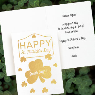 Carte Dorée Lucky Shamrock St. Patrick's Day Real Foil Card