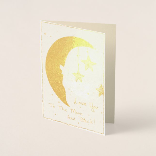 Carte Dorée Lune et étoiles (Devant)