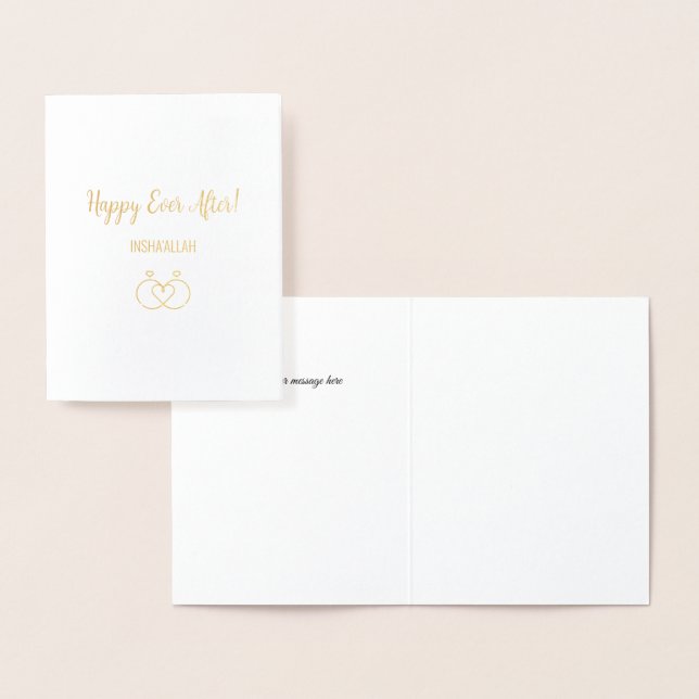 Carte Dorée Luxe Joyeux Jamais Après Le Cadeau Mariage Islamiq (Affichage)
