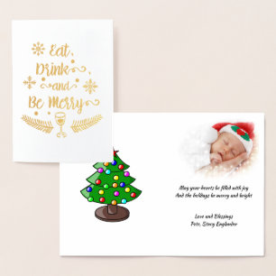 Carte Dorée Mangez, Buvez et Soyez Joyeux, Noël, ZSSPG