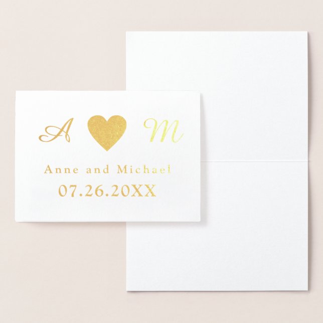 Carte Dorée Mariage à monogramme (Affichage)