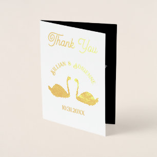 Carte Dorée Mariage gothique Baiser Black Swans Personnalisé