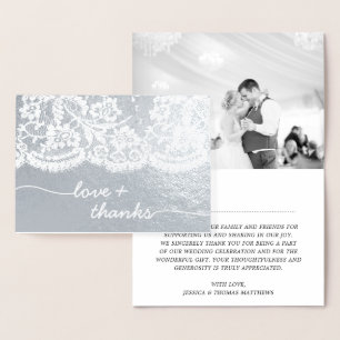 Carte Dorée Mariage Merci de photo en dentelle