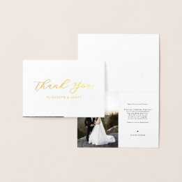 Carte Dorée Mariage photo simple et élégant