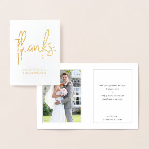 Carte Dorée MARIAGE THANKS couple moderne nouveau type minimal
