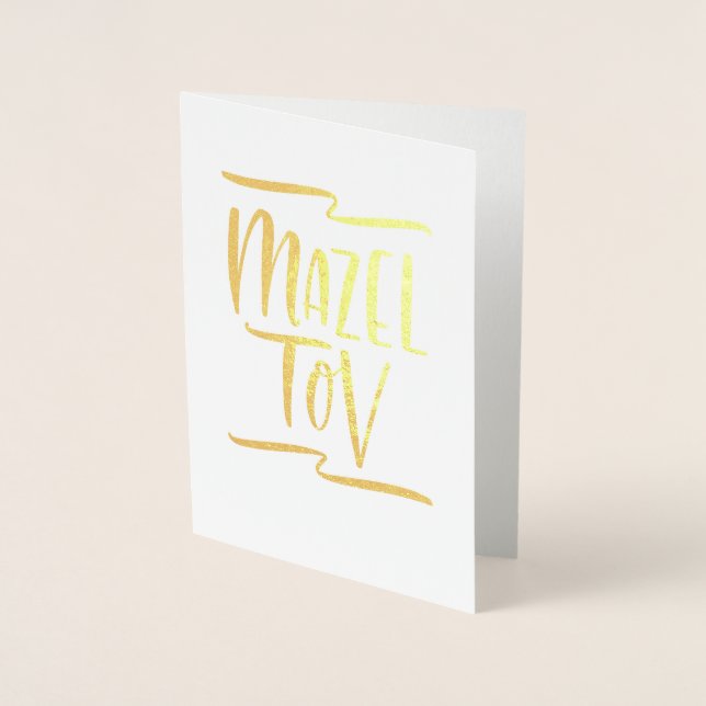 Carte Dorée Mazel Tov a écrit à la main Félicitations (Devant)