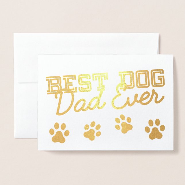 Carte Dorée Meilleur Papa de Chien Moderne Paws Photo de Compa (Devant avec enveloppe)
